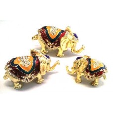 FAMIGLIA ELEFANTI COISONNE PORTAGIOIE PORTAFORTUNA