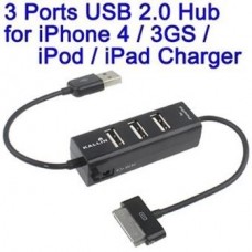 USB 2.0 HUB 3 PORTE E CONNETTORE IPHONE IPAD SINCRO E CHARGER  CARICA - DATA