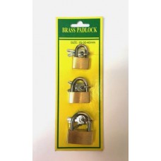 SET DI TRE LUCCHETTI PER VALIGIE ARMADIETTI CASSETTI 25-30-40mm BRASS PADLOCK