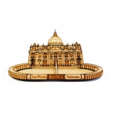 Calamita Frigo Magnete di Legno "ROMA S. PIETRO IN LEGNO" Fridge Magnet Souvenir