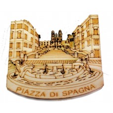 Calamita da Frigo Magnete"ROMA P.ZZA DI SPAGNA IN LEGNO" Fridge Magnet Souvenir