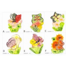 Calamita Magnete Frigo Fridge Magnets  Calamita Magnete ARTIGIANALE IN GESSO BASSORILIEVO FARFALLA PIANTA VASI FIORI