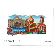 Calamita Frigo Magnete Calamita "ROMA- PRINT FONTANA TREVI COLOSSEO ELMO" Fridge Magnet  From Italy