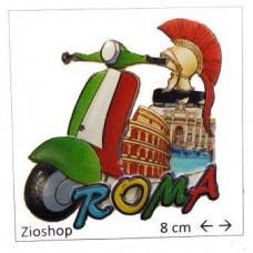 Calamita Frigo Magnete Souvenir "ROMA PRINT MOTO COLOSSEO TREVI" Fridge Magnet  From Italy