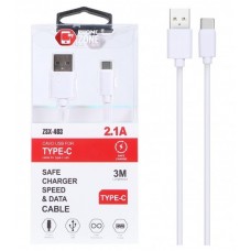 CAVO USB TYPE-C BIANCO 2.1 A 3MT IN TPE AD ALTO SPESSORE