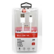 CAVO MICRO USB ALTA QUALITA' 2Mt TPE BIANCO 2.1A MAX V8