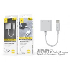 CONVERTITORE ADATTATORE AUDIO TYPE C A JACK 3,5mm +  ALIMENTAZIONE