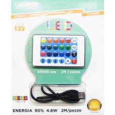 STRISCIA LED ADESIVA LUCE RGB RETROILLUMINAZIONE TV USB 2 MT FLESSIBILE