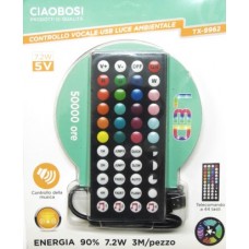 STRISCIA LED RGB USB 3MT TELECOMANDO 44 TASTI CON AUDIO CONTROL