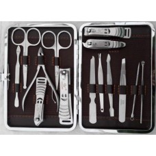 Set completo per cura manicure e pedicure in acciaio inossidabile con custodia 14 pezzi