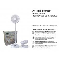 RsZs- VENTILATORE PORTATILE PIEGHEVOLE TELESCOPICO 4 PALE RICARICABILE USB ESPANDIBILE DJD-03853-10