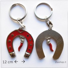 PORTACHIAVE SOUVENIR ITALIA ROMA IN METALLO FERRO DI CAVALLO E CORNETTO KEYCHAIN 4166