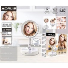 DOPPIO SPECCHIO 21 LED TRUCCO BELLEZZA DA TAVOLO COSMETICI INGRANDIMENTO 10X 1x