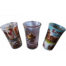SET 3 Bicchierini shottini in Vetro per Liquori Grappa Limoncello Souvenir Roma