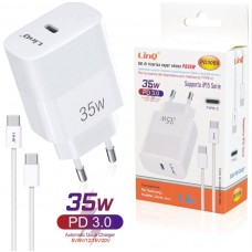 SET DI RICARICA SUPERVELOCE DA 35W PD3.0 CON CAVO TYPE-C M/M DA 1m SUPPORTA IP15 SERIE PD3066