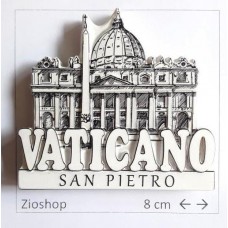 Calamita Magnete Souvenir Roma  San Pietro Vaticano in Resina Color Marmo Bianco Alto-Basso Rilievo. Effetto 3D.