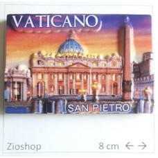 Calamita Magnete Souvenir Italia - San Pietro Tra Alba e Tramonto in Resina Alto-Basso Rilievo. Effetto 3D.