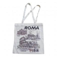 Borsa Shopper Tote Bag in Tela Resistente con Cerniere Souvenir Roma Italia