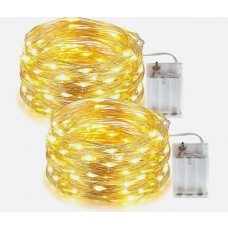 Luci Stringa LED a Batteria 10 Metri 100 LED Mini Lucine Filo di Rame Natale Luci Calde