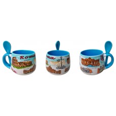 Tazza Tazzina da Caffe' con il cucchiaino Souvenir Ricordi Roma 6089