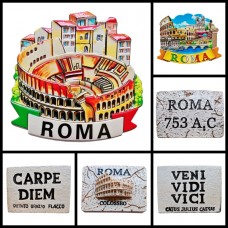 COMPOSIZIONE "23Y" - 6 PEZZI DI CALAMITE MAGNETI PER FRIGO SOUVENIR "SAPIENTIA LATINE" ROMA ITALIA 