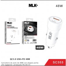 MLK+ CAR CHARGER FAST 18W USB + 30W PD 48W SC353