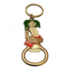 PORTACHIAVE SOUVENIR ITALIA ROMA IN METALLO APRI BOTTIGLIA MAPPA ITALIA KEYCHAIN 6397