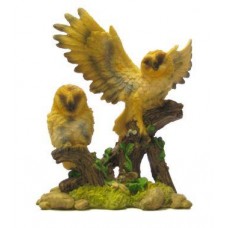 IDEA REGALO COLLEZZIONE COPPIA CIVETTE SU TRONCO PORTAFORTUNA IN RESINA CIVETTA ALTEZZA: 20cm