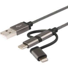 Cavo USB 3in1 Micro/Lightning MFI/TypeC Carica e Data MFI