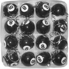 SET 16 PEZZI PORTACHIAVI  PALLA DA BILIARDO NUMERO 8 NERO  PORTA CHIAVE KEYCHAINS PORTAFORTUNA