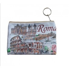 6 x Borsellino Portamonete Souvenir Ricordi Viaggi Roma Italy Con Zip Cerniera