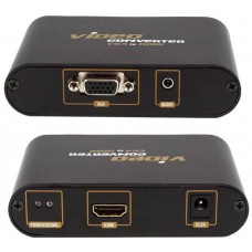 CONVERTITORE PROFESSIONALE DA VGA A HDMI CON AUDIO +  Cavo HDMI 1 5mt  e  Cavo VGA M/M 1 5mt