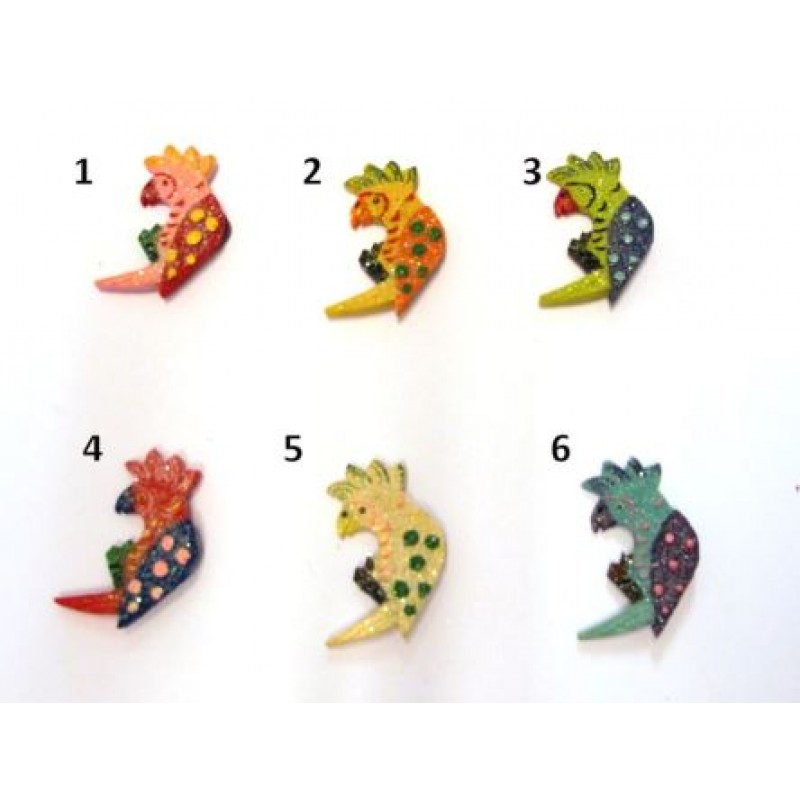 CALAMITA MAGNETE FRIGO RESINA PAPPAGALLO SU RAMO;FRIDGE MAGNETS PARROT ON BRANCH