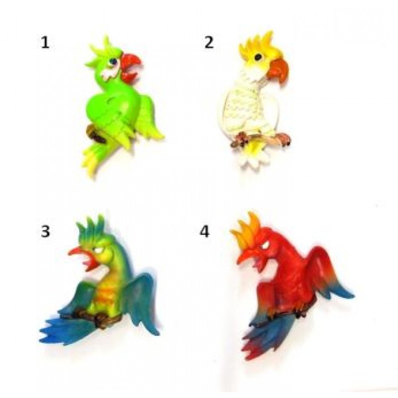 CALAMITA MAGNETE FRIGO RESINA PAPPAGALLO MATTO;FRIDGE MAGNETS CRAZY PARROTS