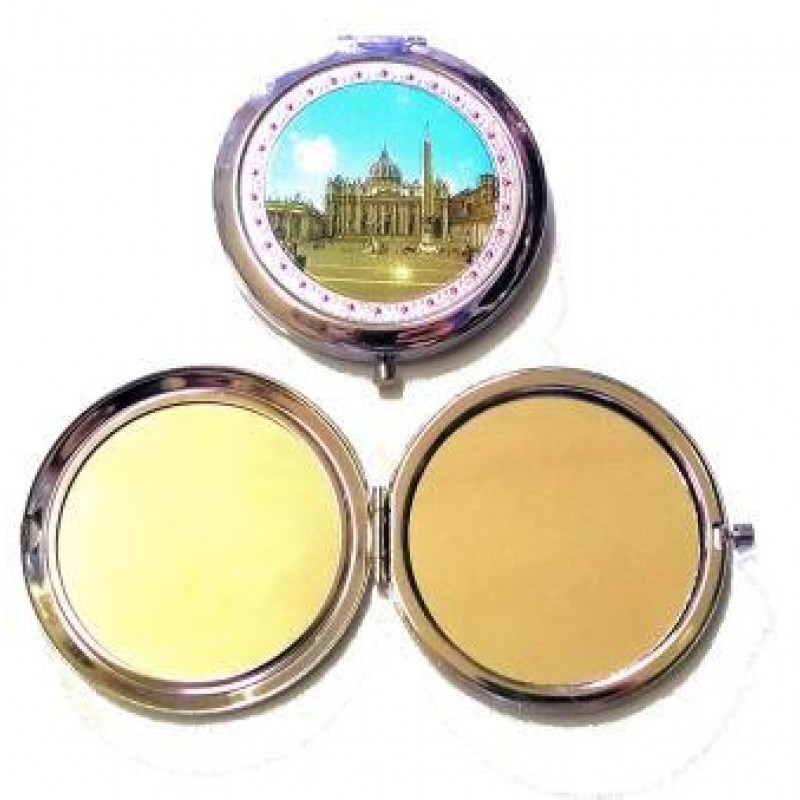 BELLISSIMO SPECCHIETTO SOUVENIR DI ROMA ITALI DA BORSETTA,ALL'INTERNO SONO PRESENTI DUE SPECCHIETTI. REGALO PERFETTO! BEAUTIFUL MIRROR SOUVENIRS OF ROME. PERFECT GIFT