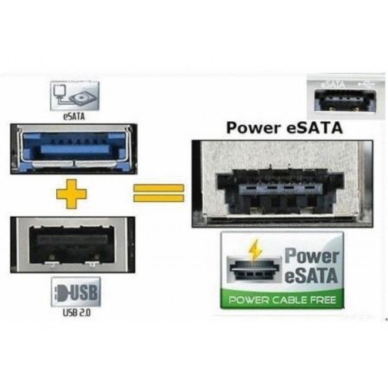 CAVO ADATTATORE DA ESATA + USB(POWER eSATA) A 7+6 (SLIM SATA) PIN PER LETTORE OTTICO 5V da 50cm