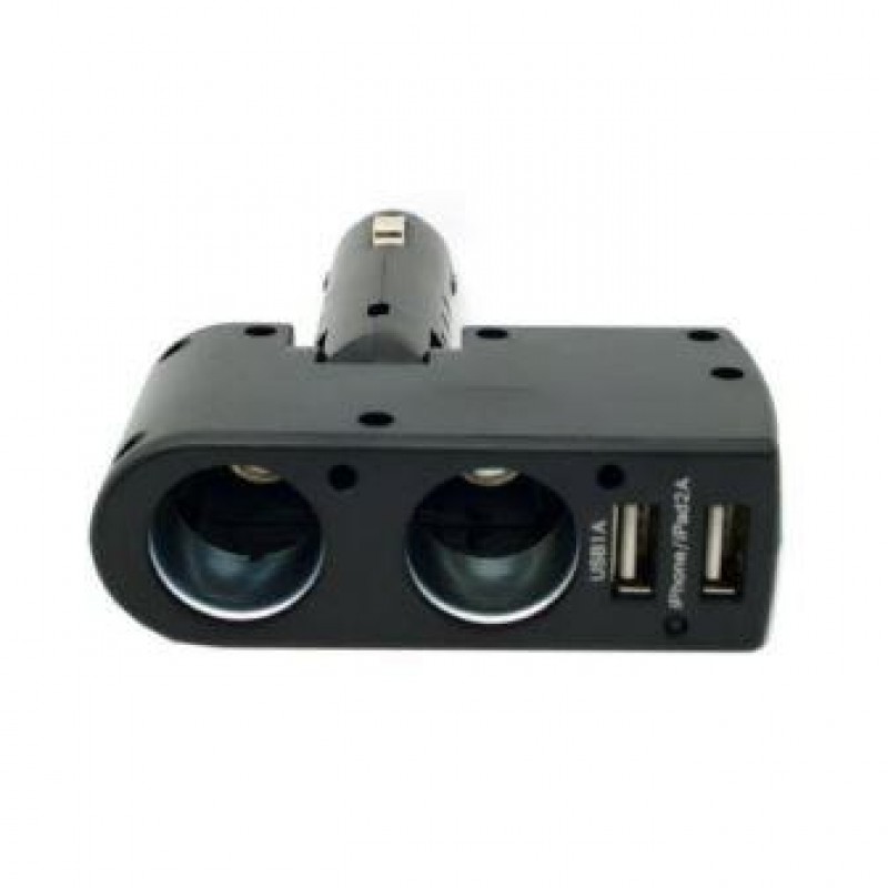 SDOPPIATORE PRESA ACCENDISIGARI E 2 PORTE USB 1A E 2,1A;Car Cigarette Lighter Adapter 2xUSB