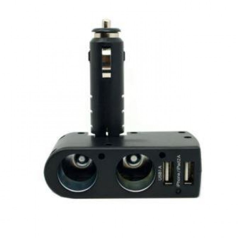 SDOPPIATORE PRESA ACCENDISIGARI E 2 PORTE USB 1A E 2,1A;Car Cigarette Lighter Adapter 2xUSB