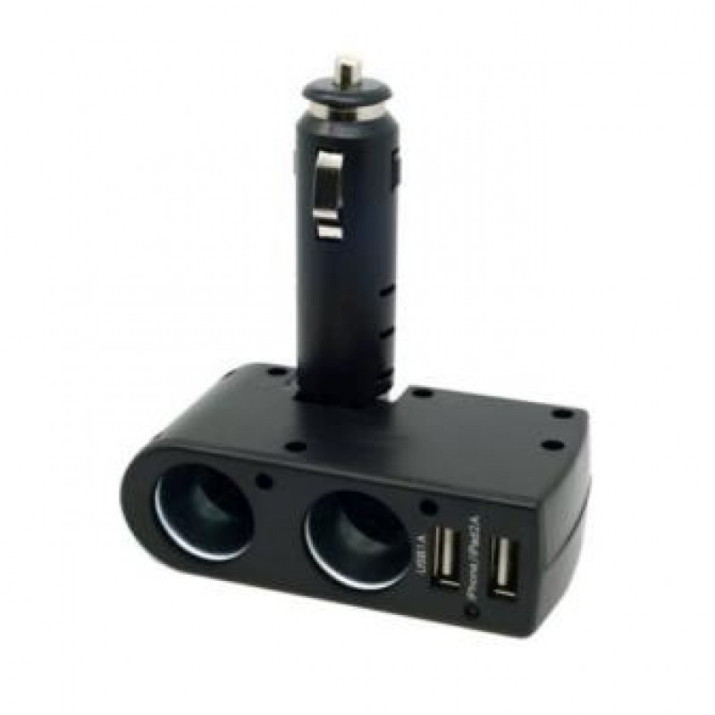 SDOPPIATORE PRESA ACCENDISIGARI E 2 PORTE USB 1A E 2,1A;Car Cigarette Lighter Adapter 2xUSB