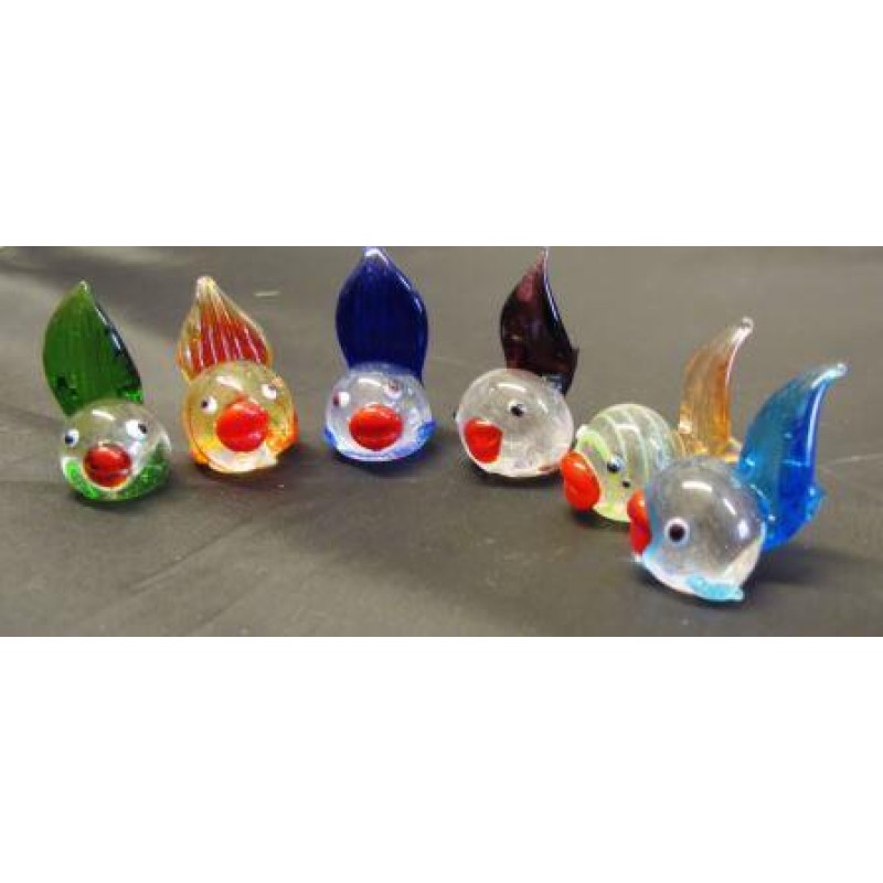 SET 6 PESCI IN VETRO COLORATO BOMBONIERA BATTESIMO COMUNIONE IDEA REGALO 