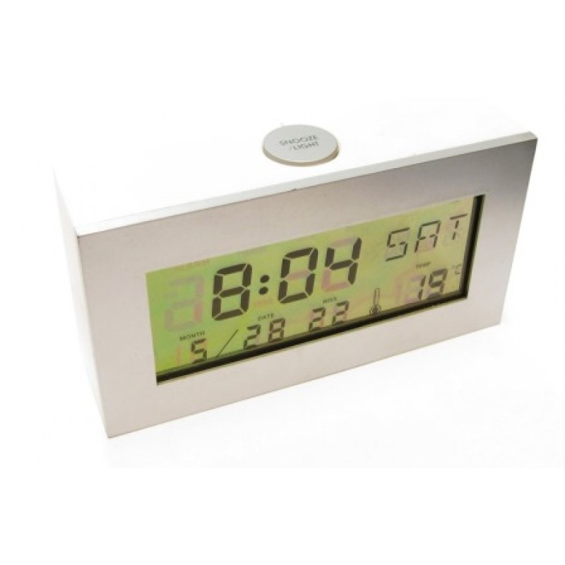 SPECCHIO SVEGLIA LCD DIGITALE TERMOMETRO OROLOGIO DA TAVOLO ALLARME LUCE LED CLOCK 