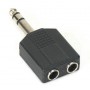 Adattatore JACK AUDIO 6.35 M / 2x 6.35mm F