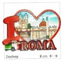 Calamita Frigo Magnete Souvenir "ROMA I LOVE ROMA PRINT PIAZZA DI SPAGNA VATICANO" Fridge Magnet  From Italy