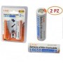 SET DI 2 BATTERIE AL LITIO RICARICABILE18650 3200mAh 3,7V FLAT HEAD