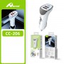 HOME CAR CHARGER ADATTATORE 2 USB-A+TYPE-C CC-206 38W PD/QC