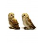 SET DI 2 BARBAGIANNI IN RESINA SMALTATA DA COLLEZIONE  BOMBONIERA GUFO OWL PORTAFORTUNA  H:8Cm