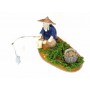 MINIATURA ARTIGIANALE VECCHIO PESCATORE CINESE in Resina E CERAMICADECORAZIONI BONSAI OLD CHINESE FISHERMAN