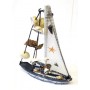 BARCA A VELA ARTIGIANALE IN LEGNO RESINA RETE E CONCHIGLIE 