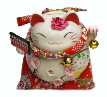 Maneki Neko Gatto Portafortuna Giapponese – Bianco, Ceramica, 5,2 Cm – Purezza E Felicità - 3